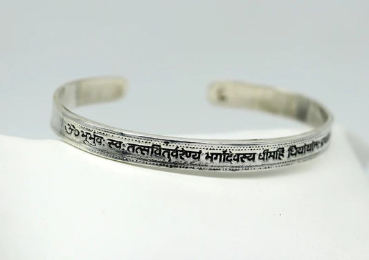 925 silver gayatri mantra cuff bracelet