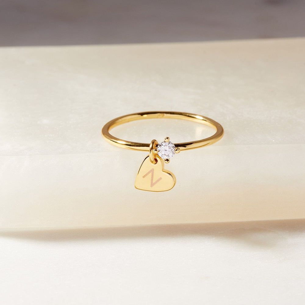 Heartfelt initial birthstone ring