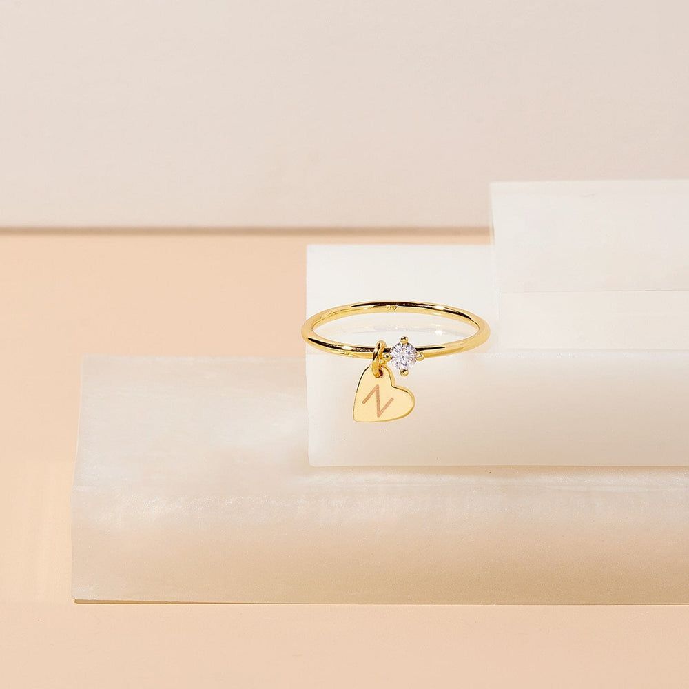 Heartfelt initial birthstone ring