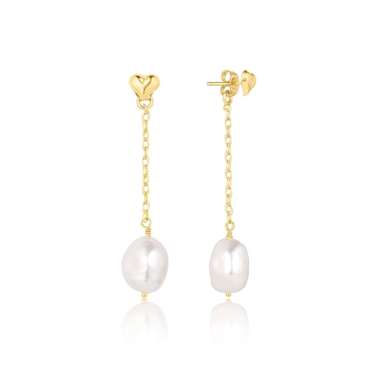Heart Pearl Drop Earrings