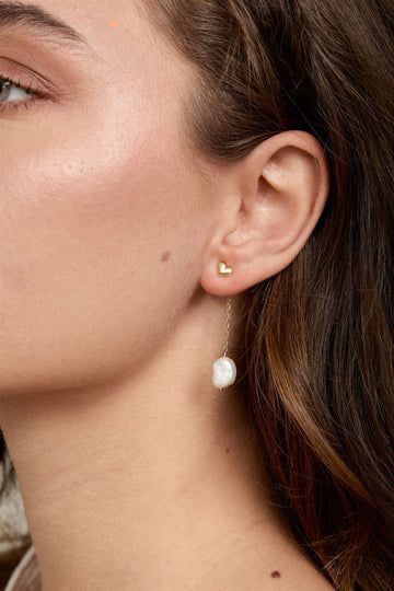 Heart Pearl Drop Earrings