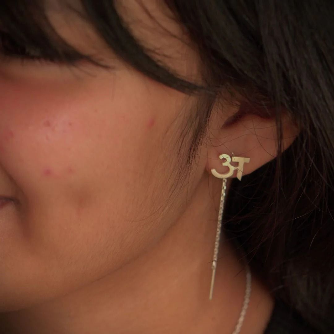 Personalized Hindi Letter Threader Earring