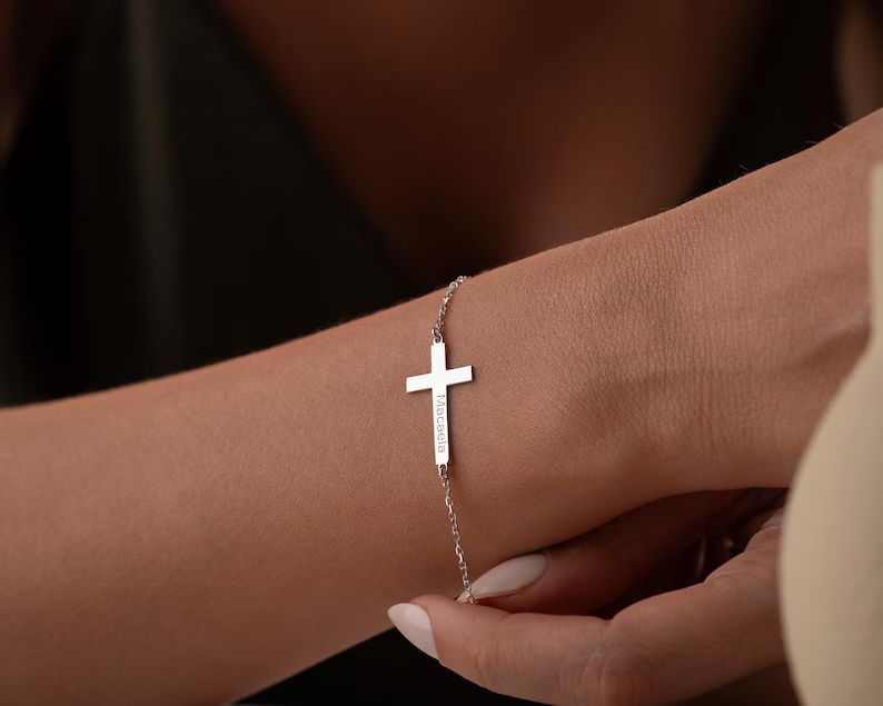 Personalized Engraved Cross Bracelet