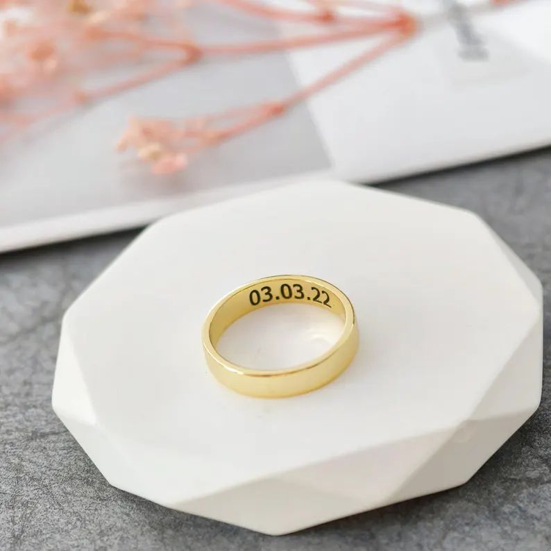 925 Silver Customized Engraved Date Ring -Adjustable