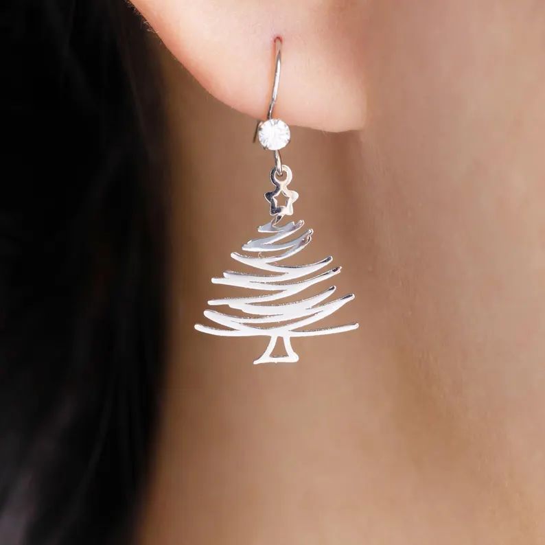 Christmas Tree Dangle Earrings