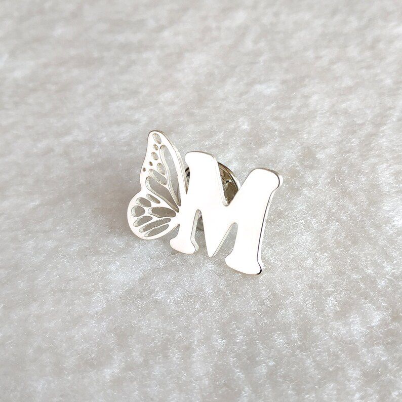 Butterfly Initial Brooch