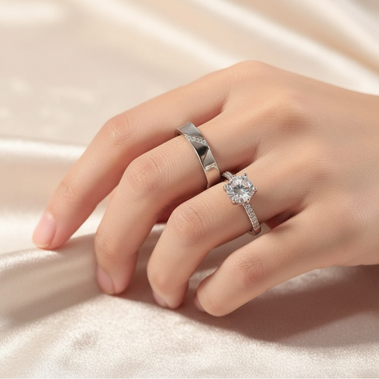 925 Silver  vow Couple Ring