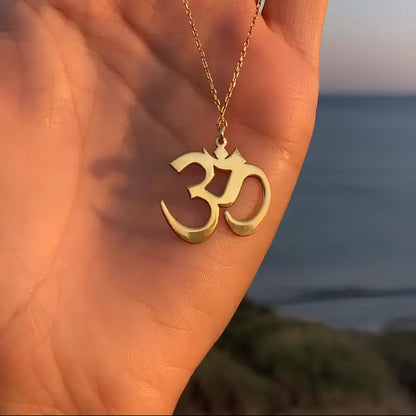 Gold Om Pendant Necklace