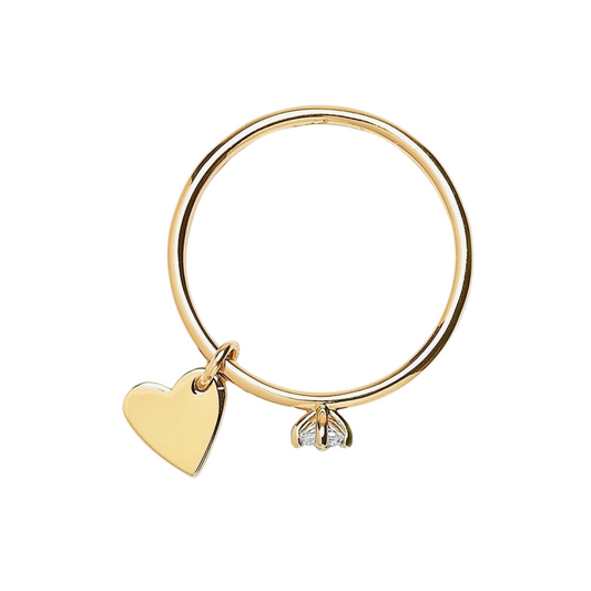 Heartfelt initial birthstone ring