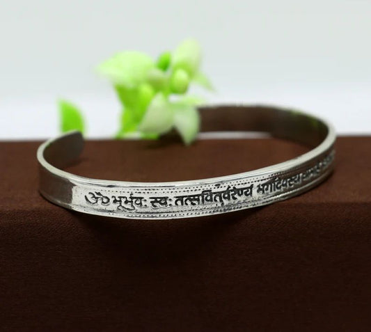 925 silver gayatri mantra cuff bracelet