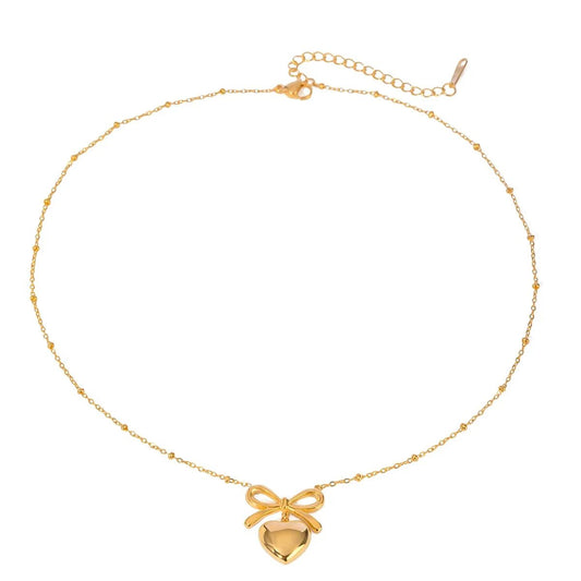 Bella bow and heart necklace