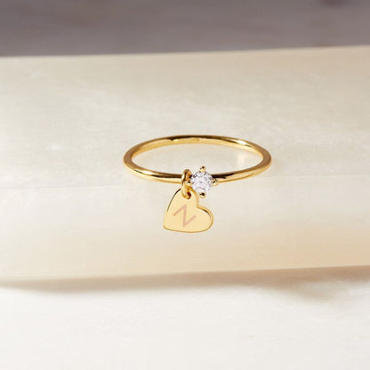 Heartfelt initial birthstone ring