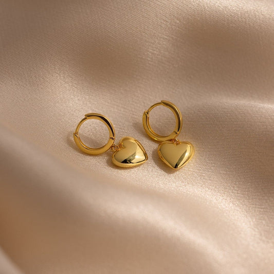 Heart charm hoop earrings