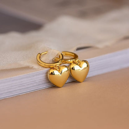 Heart charm hoop earrings