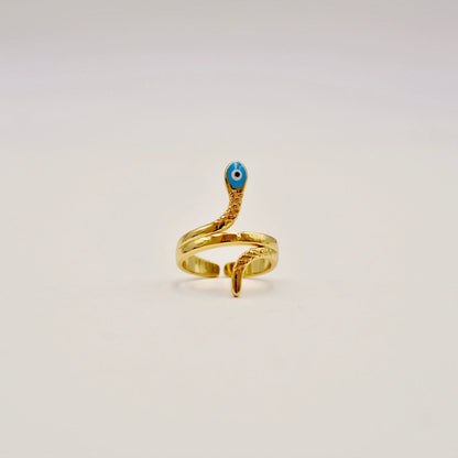 Serpentine evil eye ring