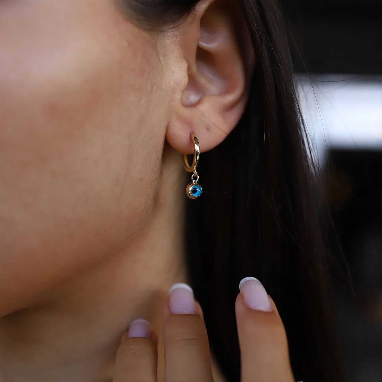 Evil eye drop earrings