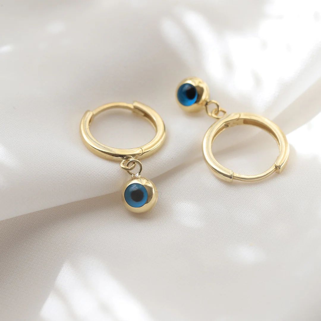 Evil eye drop earrings