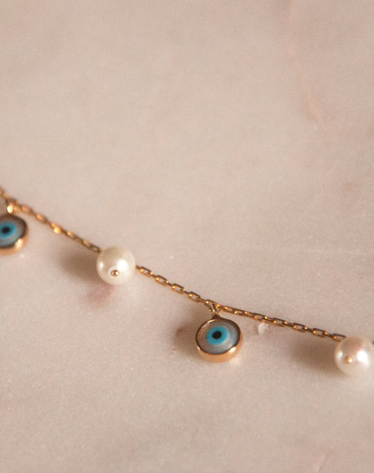 Evil Eye & Pearl Bracelet