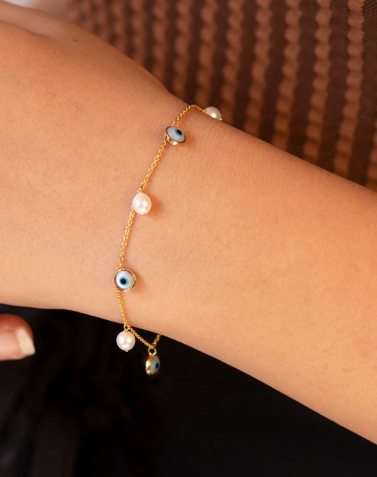 Evil Eye & Pearl Bracelet