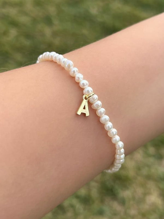 Pearl Initial Charm Bracelet