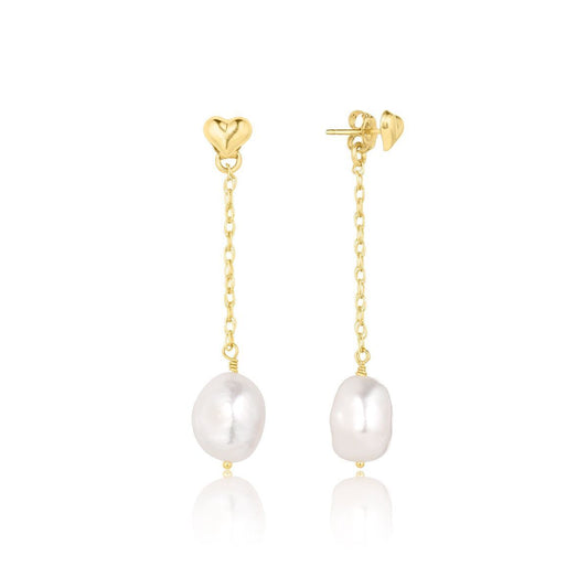 Heart Pearl Drop Earrings