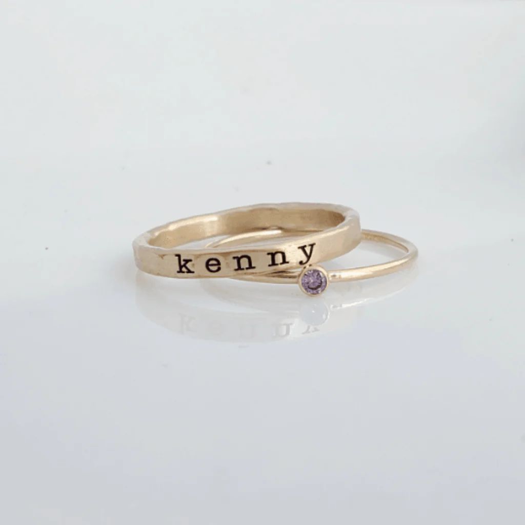 Personalized stackable Birthstone ring set