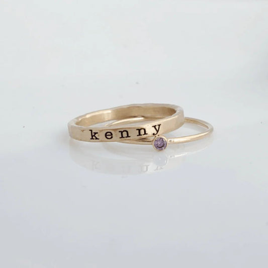 Personalized stackable Birthstone ring set