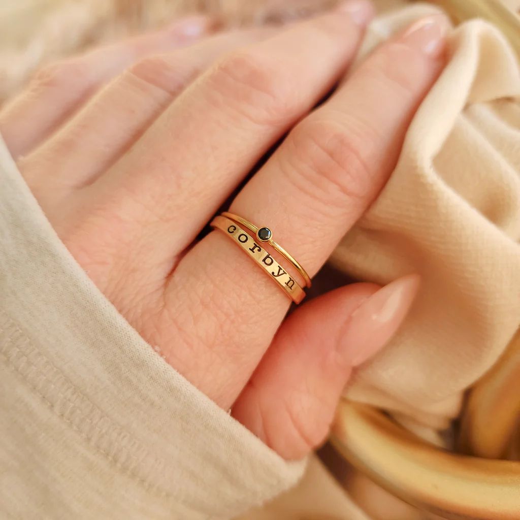 Personalized stackable Birthstone ring set