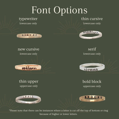 Personalized stackable Birthstone ring set
