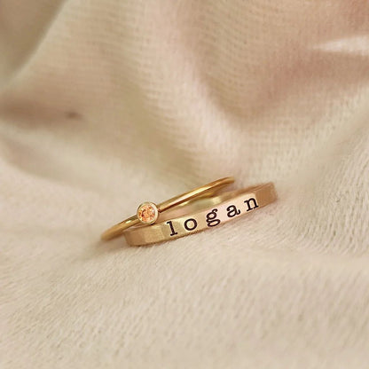 Personalized stackable Birthstone ring set
