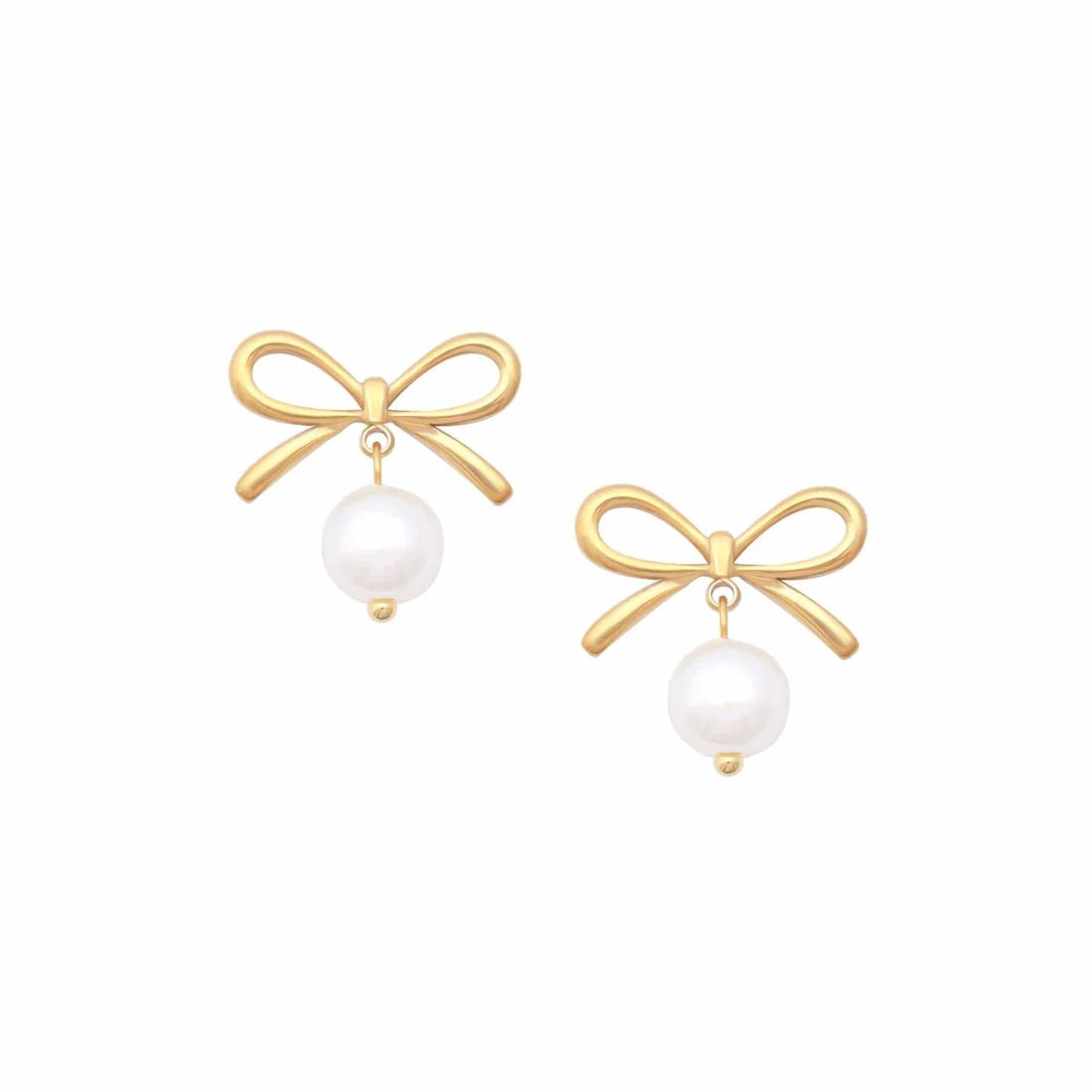 Bow pearl drop earrings