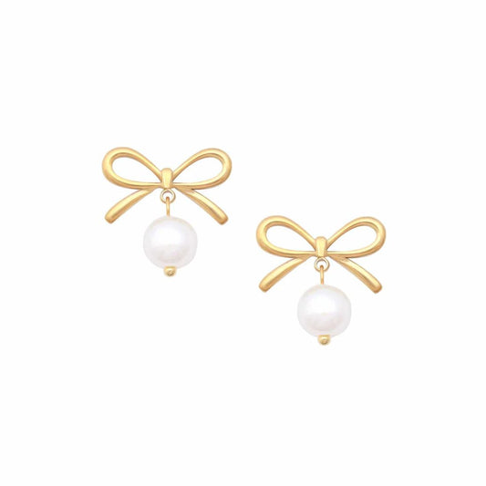Bow pearl drop earrings