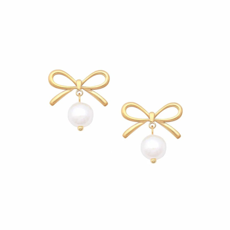 Bow pearl drop earrings