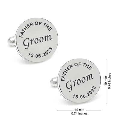 Personalized Dates Quotes Father Of Bride Or Groom & Date Cufflink For Men And Boys 1 Pair