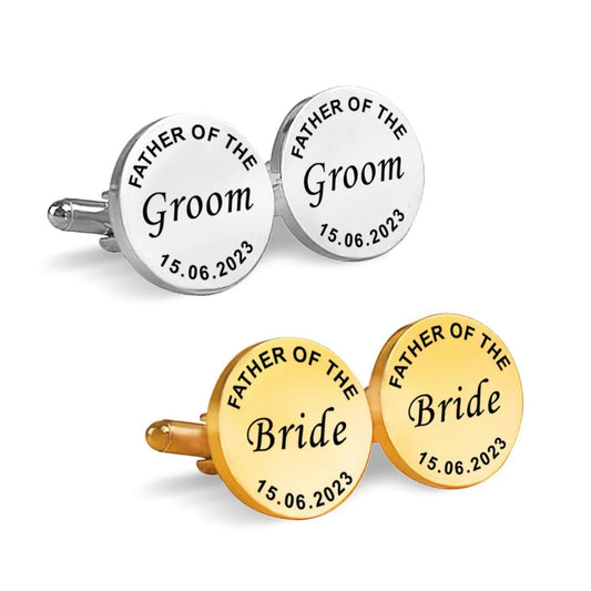 Personalized Dates Quotes Father Of Bride Or Groom & Date Cufflink For Men And Boys 1 Pair
