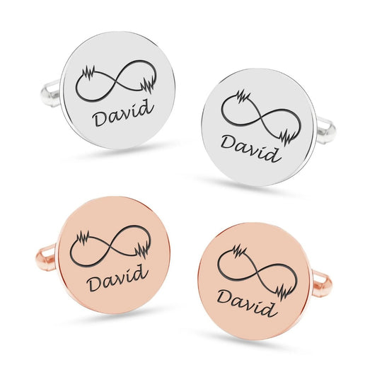 Personalized Infinity Symbol & Last Name Cufflink For Men And Boys 1 Pair
