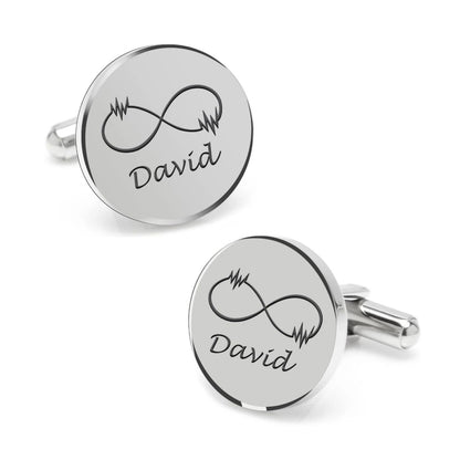 Personalized Infinity Symbol & Last Name Cufflink For Men And Boys 1 Pair