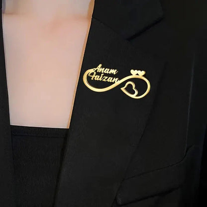 Custom Double Name Heart Brooch