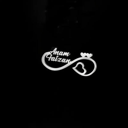 Custom Double Name Heart Brooch