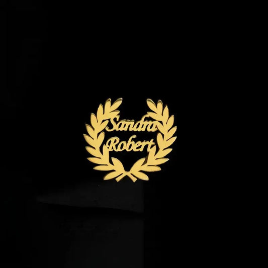 Custom Dual Name Olive Branch Brooch