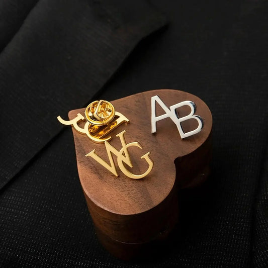 Custom Name Initials Brooch Pin For Men