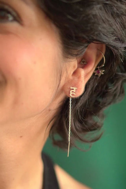 Personalized Hindi Letter Threader Earring