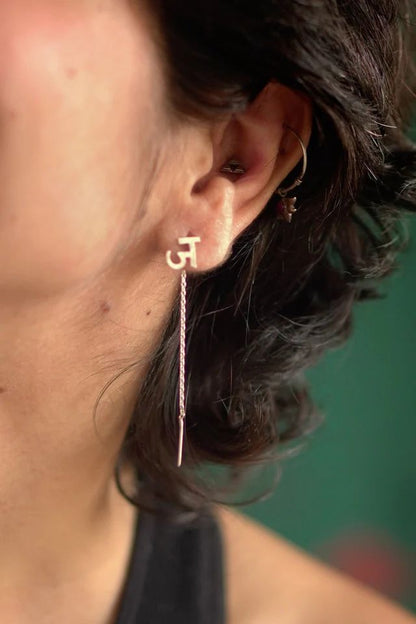 Personalized Hindi Letter Threader Earring