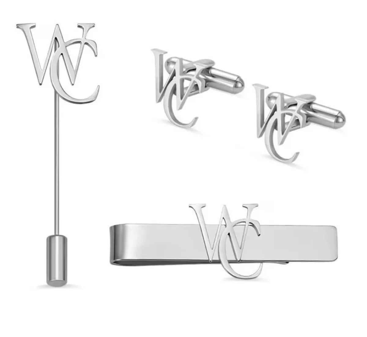 Perosnalized Mens's Combo Accessory set,Cufflinks, Lapel Pin, Tie Bar