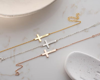 Personalized Engraved Cross Bracelet