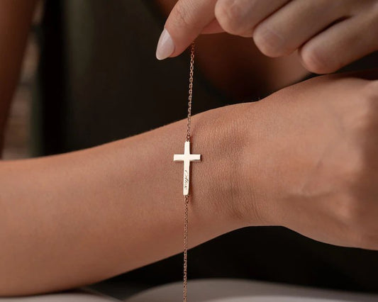 Personalized Engraved Cross Bracelet