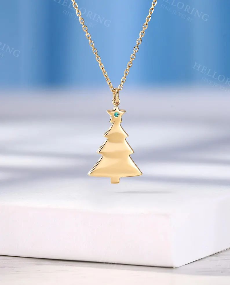 Elegant Christmas Tree Pendant Necklace