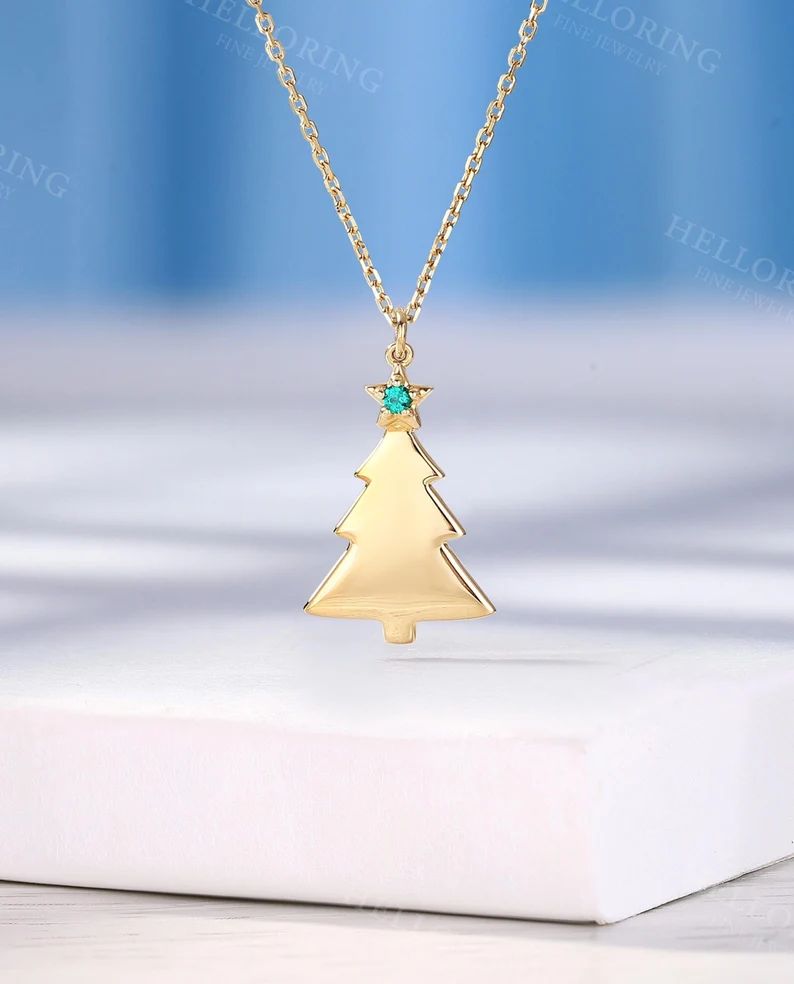 Elegant Christmas Tree Pendant Necklace