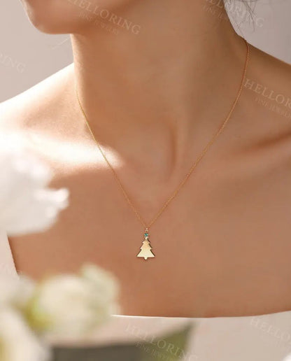 Elegant Christmas Tree Pendant Necklace