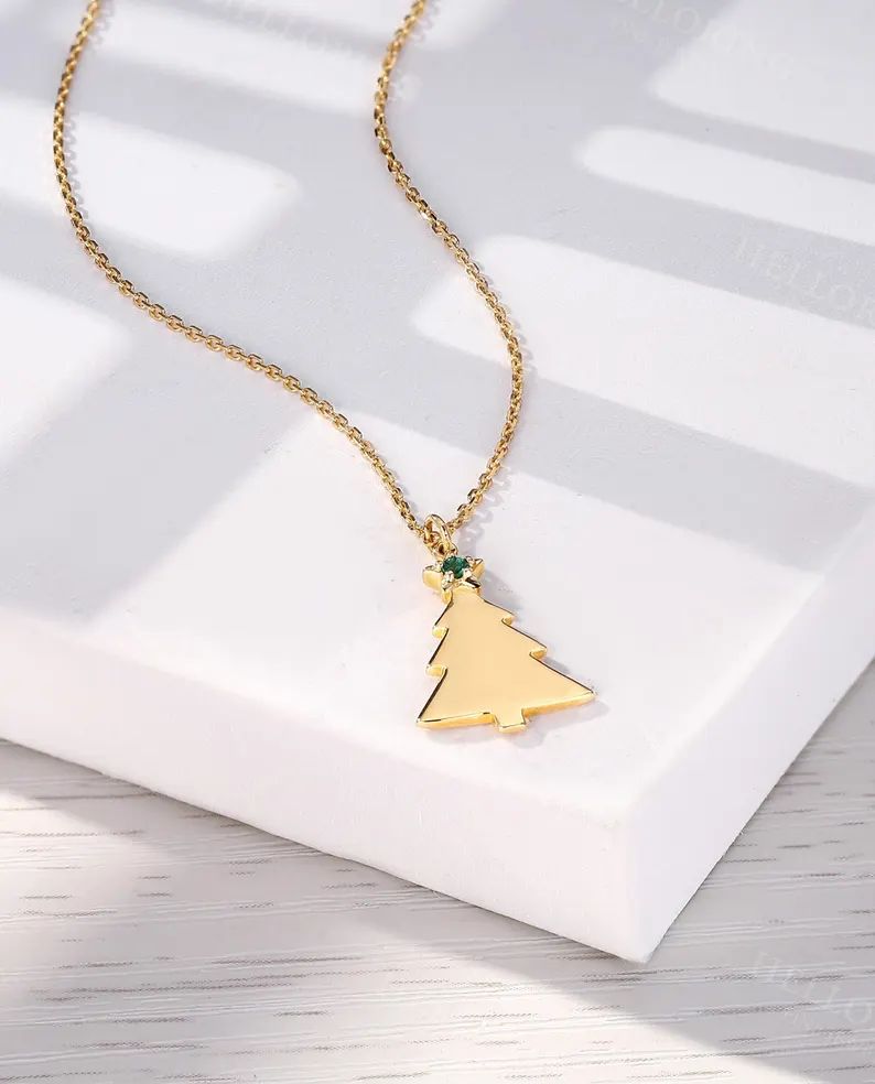 Elegant Christmas Tree Pendant Necklace